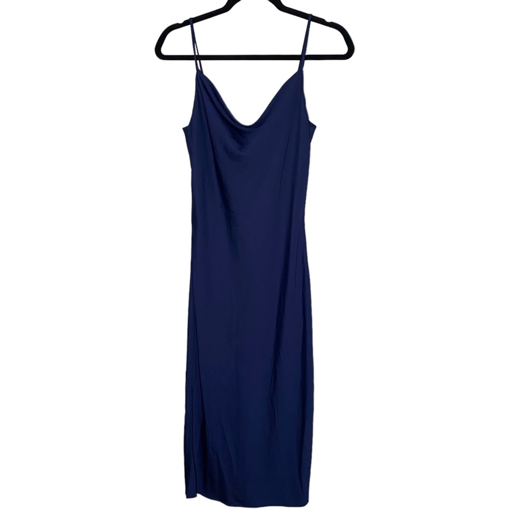 Wishlist Women's Small Cowl Neck Satin Midi Dress‎ Sleeveless Spaghetti Straps
